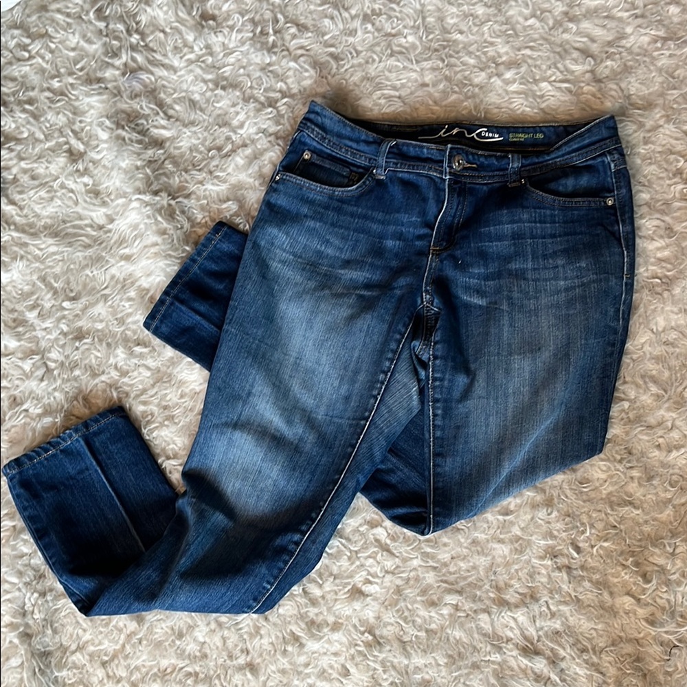 Classic Blue Straight Leg Jeans with Faded Wash